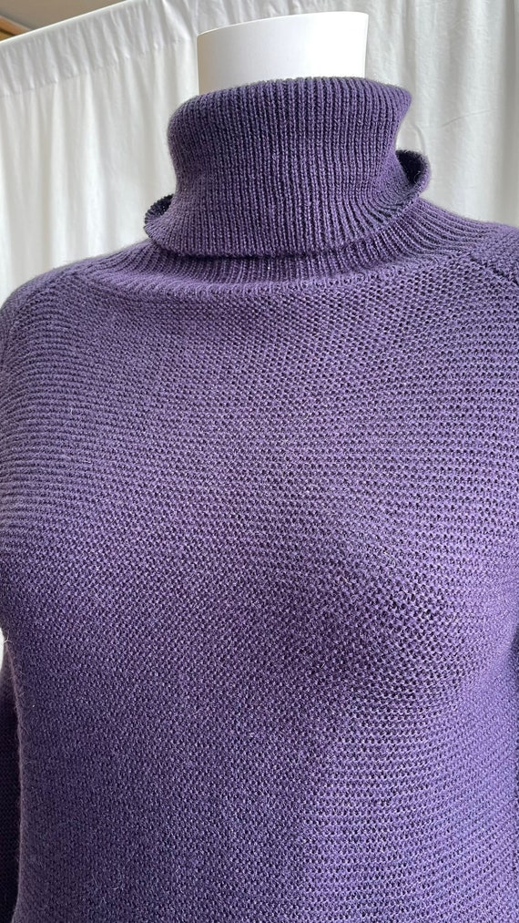 50% Wool Maxi Purple Turtle Neck Dress, Winter Li… - image 5