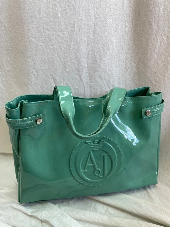 Armani Patent Faux Leather Mint Green Bag Sac bandouli re