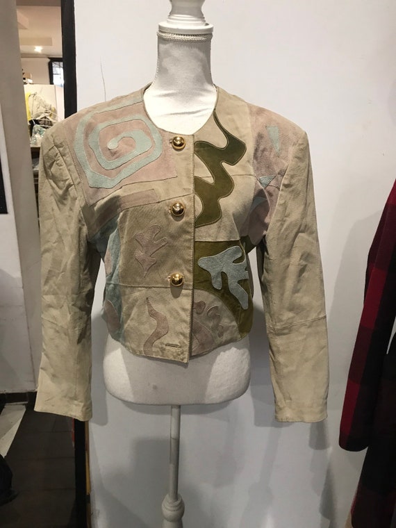 Patchwork leather jacket