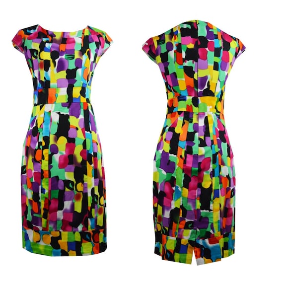 Cool multicolor vintage dress / Multicolor dress v