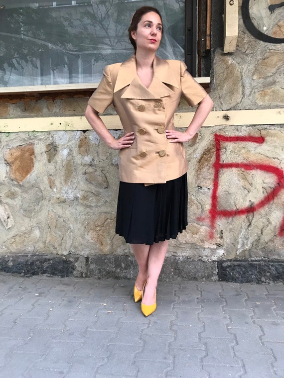 Silk vintage blazer / Raw silk blazer / Bronze bla