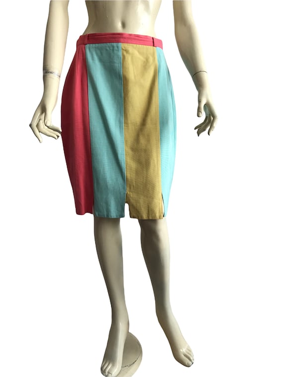 Vintage Marylin color block skirt , Multicolor pe… - image 2