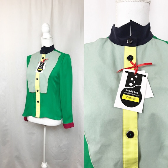 ARMANI silk shirt / multicolor shirt / silk blouse