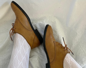 Vintage Leder Oxford Schuhe, Braune Schnürschuhe (Größe 36)