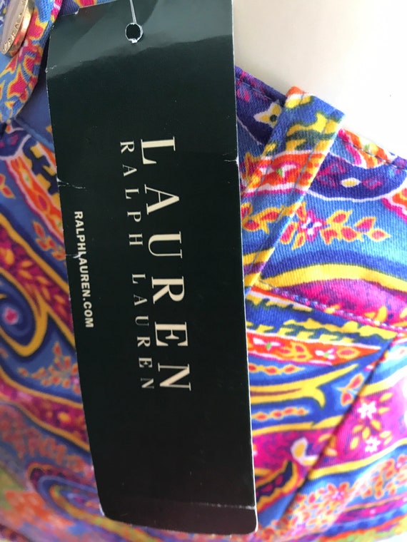 パンツ 90s Ralph Lauren Linen Paisley Pants Vintage Paisley STUNNING BRIGHT COLORS Lauren Ralph Lauren