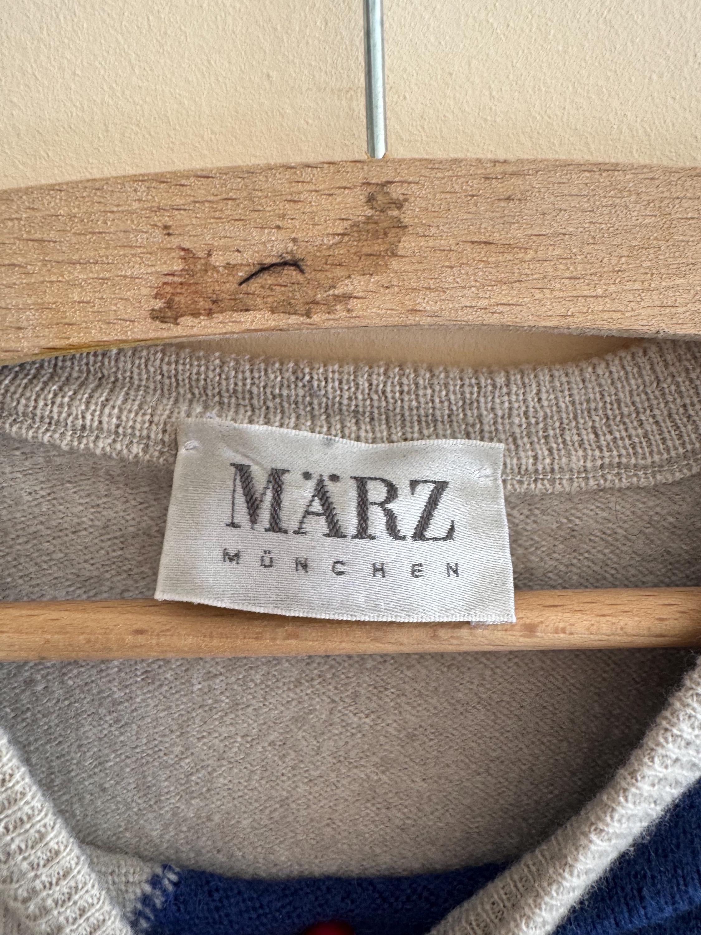 Vintage MARZ München Pure New Wool Sweater – 80s Geometric 