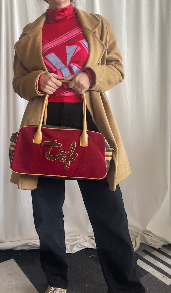 Y2K Early-2000s Burgundy Bowling Bag — Vintage Brown Cloth