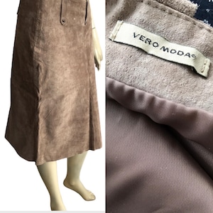 2000 / y2k Vero moda suede skirt , cappuccino skirt ,vintage low waist brown siede skirt ,genuine leather straight skirt ,XS size ,gift