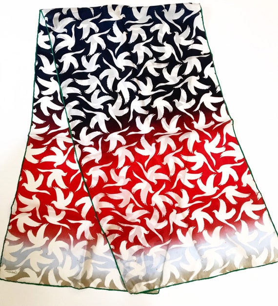 Pigeons silk scarf / Vintage scarf / Designer scar