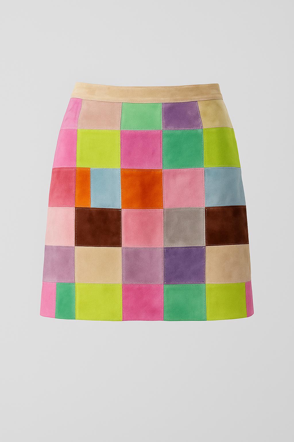 スカート bent used clothing suede patchwork skirt Retro Suede Patchwork Skirt by LAMARQUE | Rent the Runway