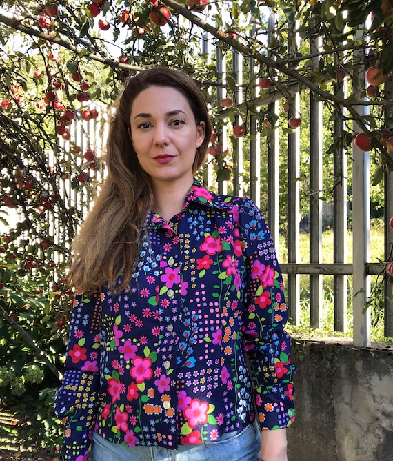 1970 hippie shirt / hippie shirt / 70s blouse / fl