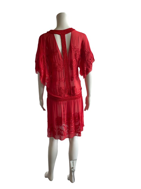 Gorgeous Vintage Womens Red Gatsby Embroidered Be… - image 5