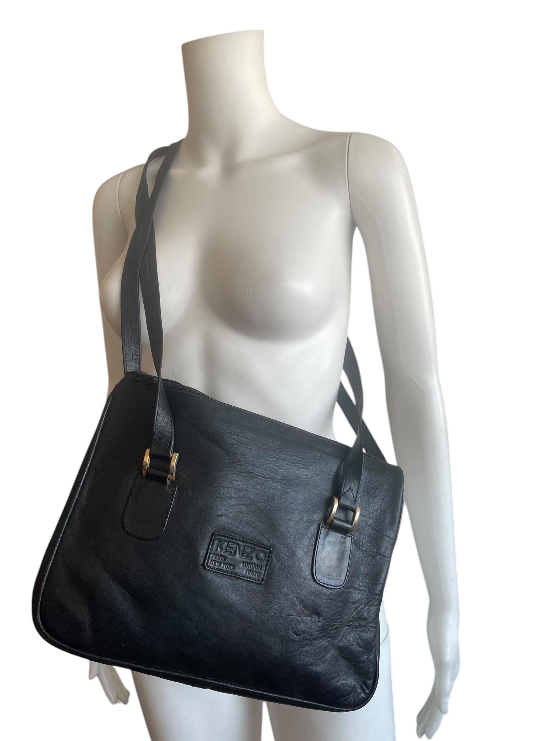 Rare 90s Kenzo Leather Bag Crossbody Two Ways to Be Worn Handbag