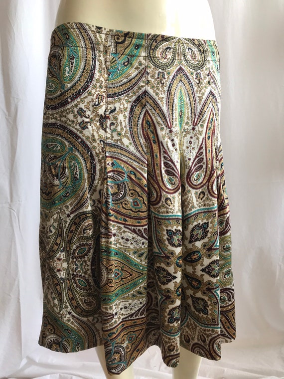 Gorgeous Mark Aurel 100 % silk midi skirt in pais… - image 3