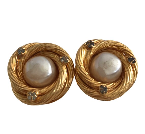 Boucles D'oreilles Clips Vintage Plaqué Or - Style Chanel / Lacroix Années 50, Doré