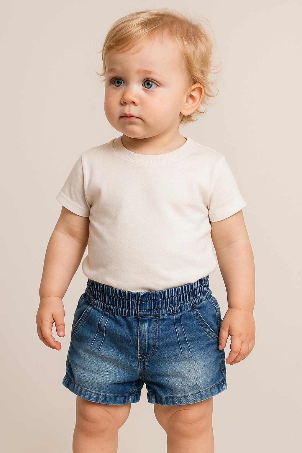 Retro Baby Denim Shorts, Vintage Style (18 Months, Unisex)