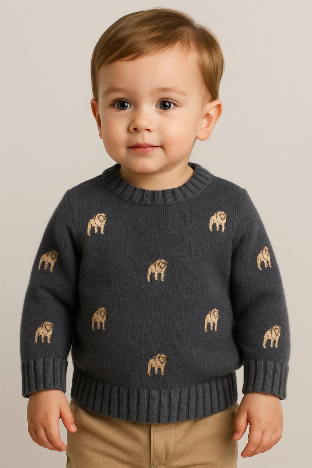 Rare Polo Ralph Lauren Toddler Cotton Sweater - Bulldog Embroidery - Size 2 Years