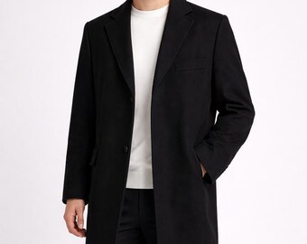 Płaszcz Vintage Peter Hahn Pure Cashmere – Czarny – 100% kaszmir – Rozmiar S / DE 42