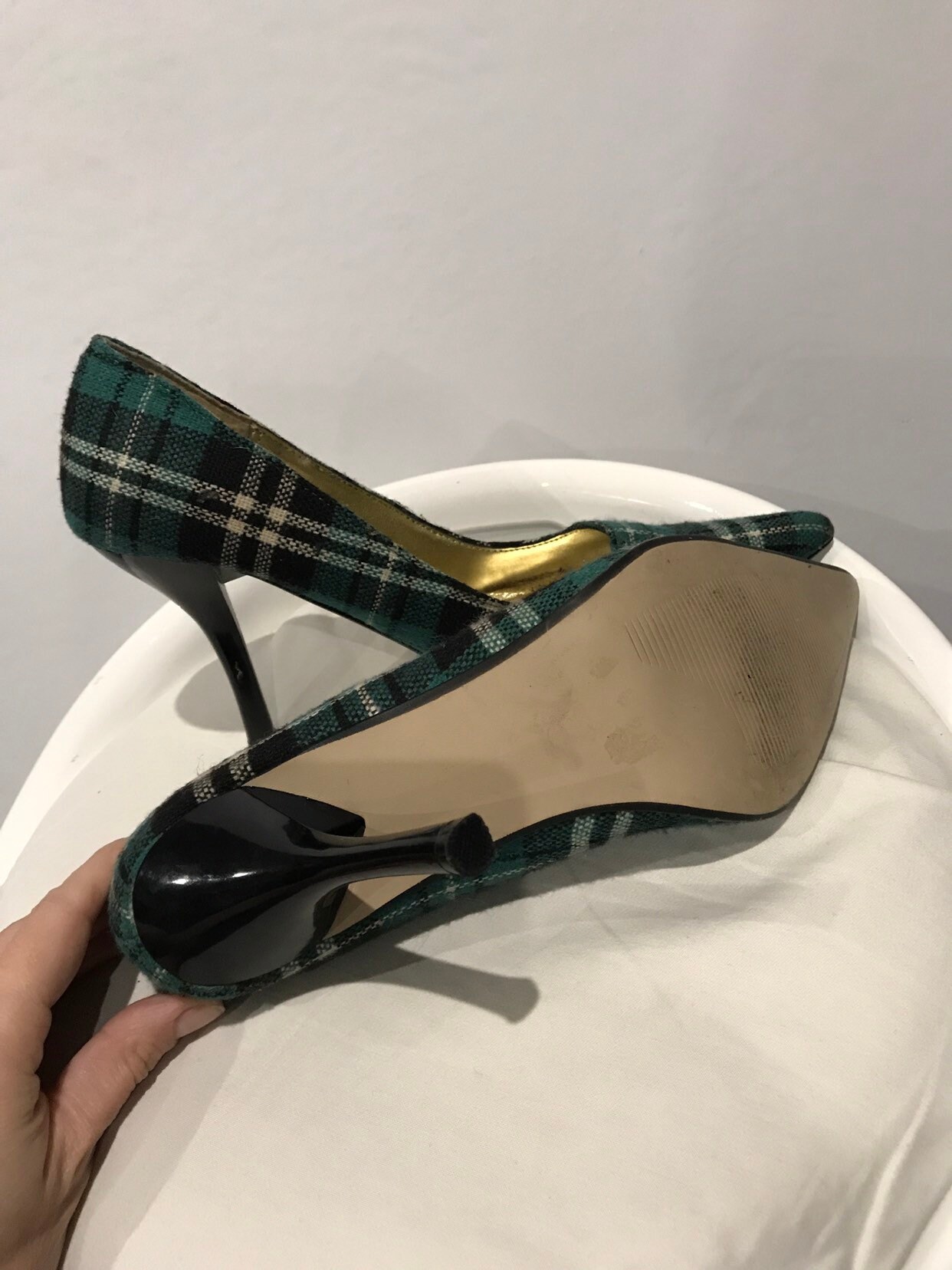 Green plaid deals heels