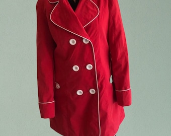 Vintage trench , double breasted red trench , 90s