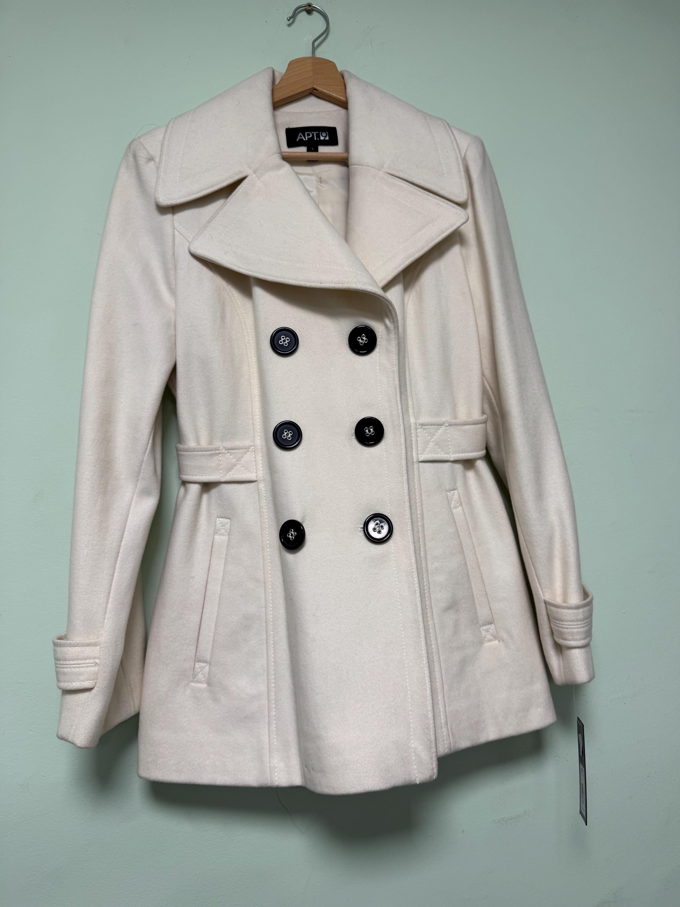 Wool Ivory Peacoat – APT.9 Coat Women's Large – Double Breasted