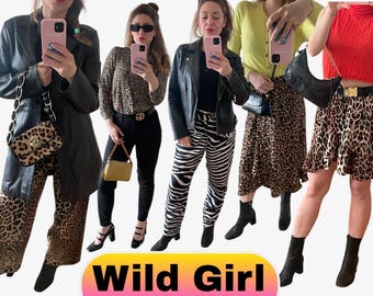 Pakiet WILD GIRL Estetyczne pudełko tajemnic, Pakiet odzieży vintage Spersonalizowana usługa stylizacji Pudełko tajemnic, Prezent dla niej Stylowy prezent dla niej
