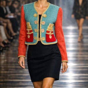 レアMOSCHINO 立体お花装飾 ニットベスト イタリア製 アンゴラ混 グレー Iconic 90s Moschino Cheap and Chic the Cake Blazer XS / S Wool