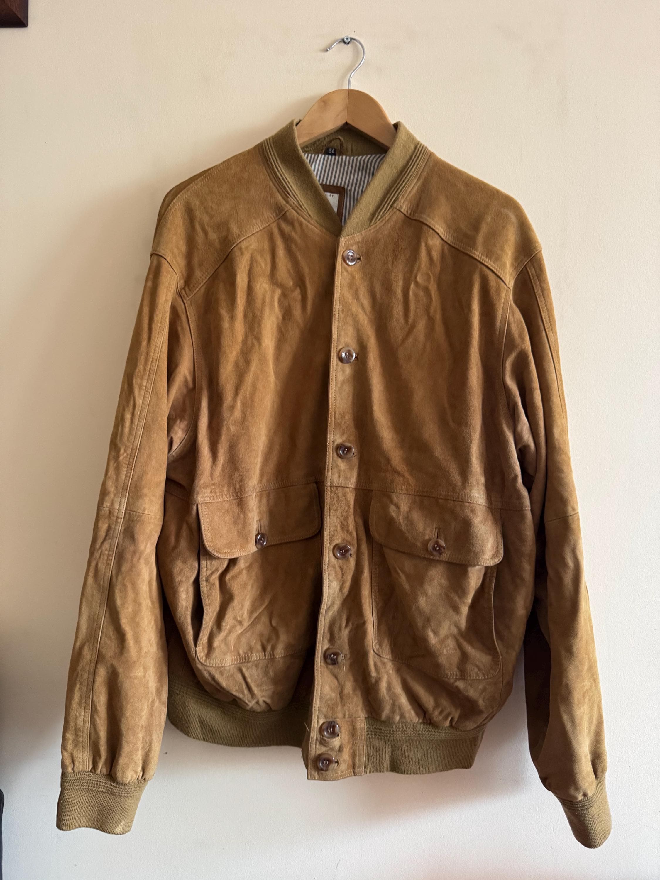 Vintage 80s Italian Suede Bomber Jacket by Alba Moda, Classic Tan