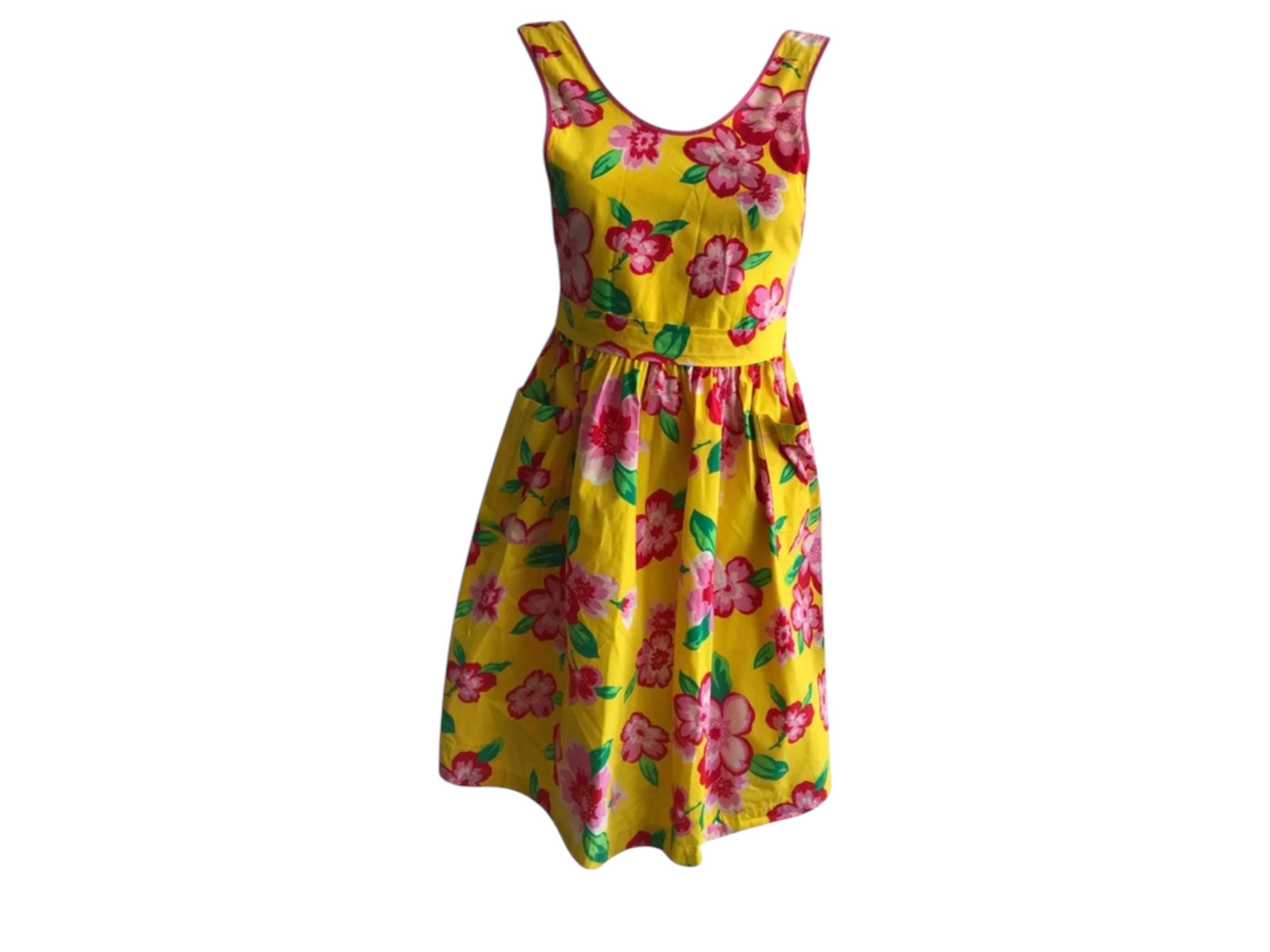 KENZO Vintage Mini Apron Dress Bright Colors Floral Mini