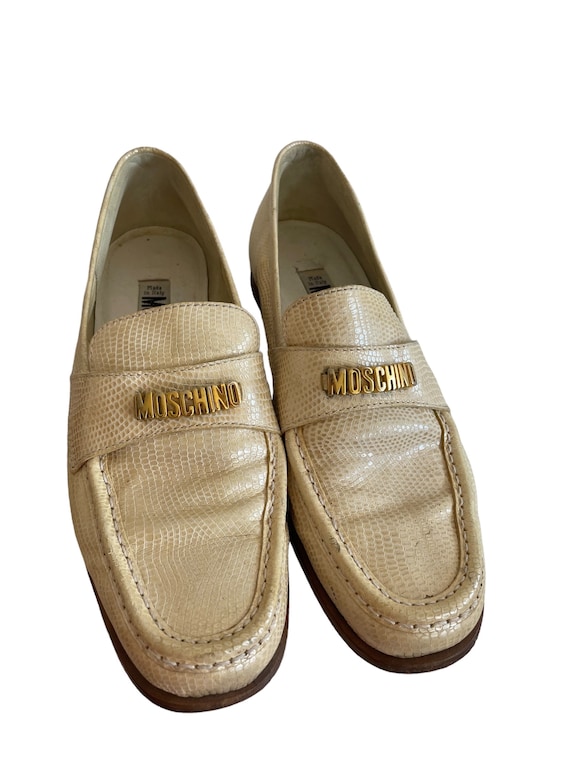 【関税込み】moschino Berlin' loafers MOSCHINO Loafers Vintage 80s / 90s Beige Loafers Moschino