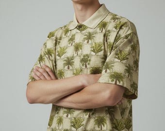 Chemise en coton Tommy Bahama, motif palmier vert (hommes TG)