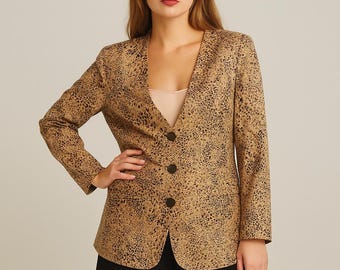 1990s Vintage Frankenwälder Snakeskin Print Blazer – Oversized Animal Print Statement Jacket (EU 38 / M) Nostalgian gift Quality