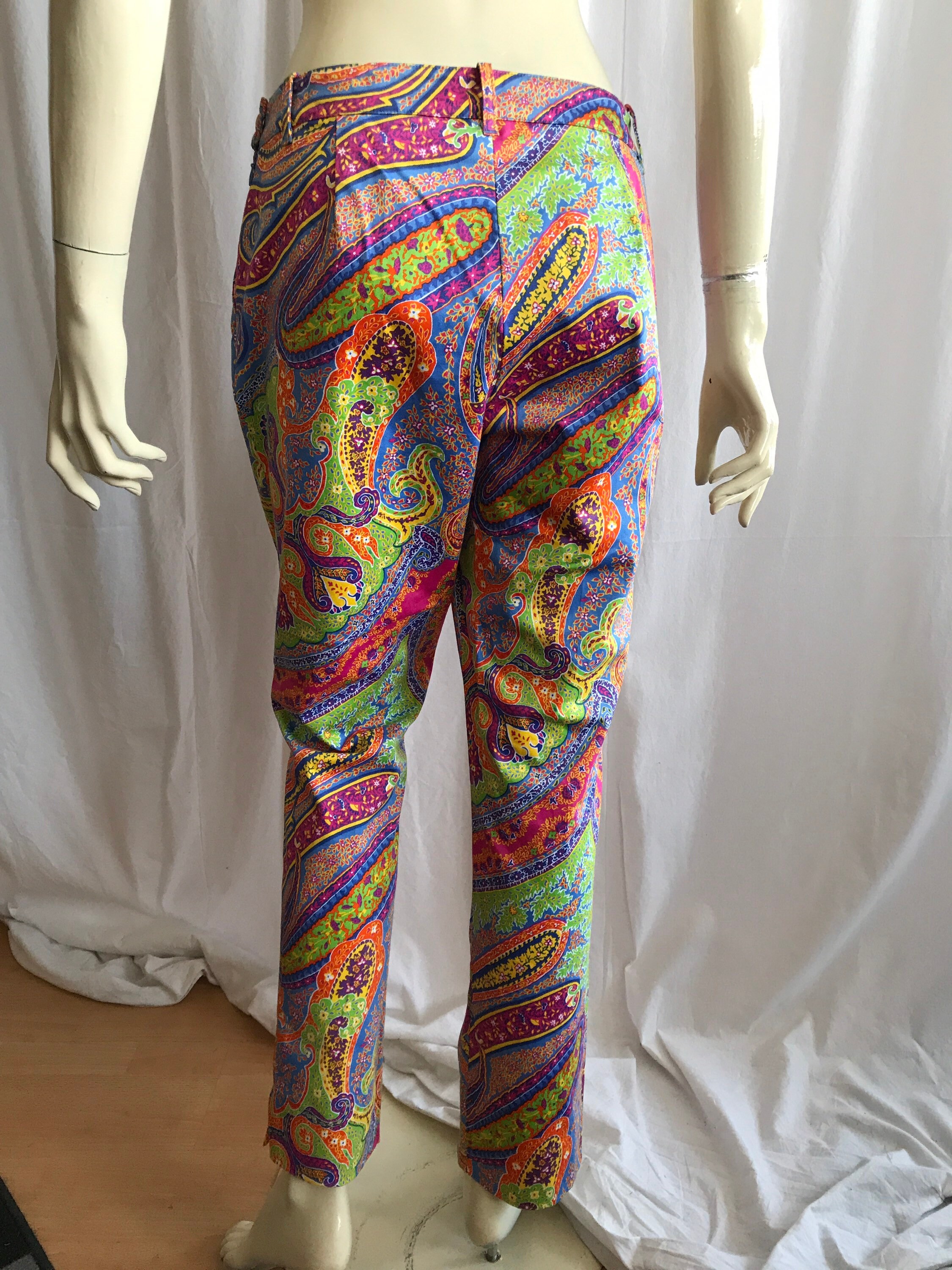 パンツ 90s Ralph Lauren Linen Paisley Pants Ralph Lauren Vintage Paisley Pants , New With Tags ,bright