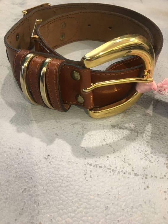 1980  brown and gold belt , belt with golden deta… - image 2