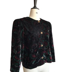 BRAEMAR by Michelle Monet velvet blazer ,70s / 80s velvet floral pattern blazer ,formal velvet blazer , Gift for her , Designer jacket