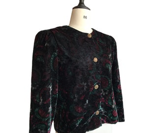 BRAEMAR by Michelle Monet velvet blazer ,70s / 80s velvet floral pattern blazer ,formal velvet blazer , Gift for her , Designer jacket