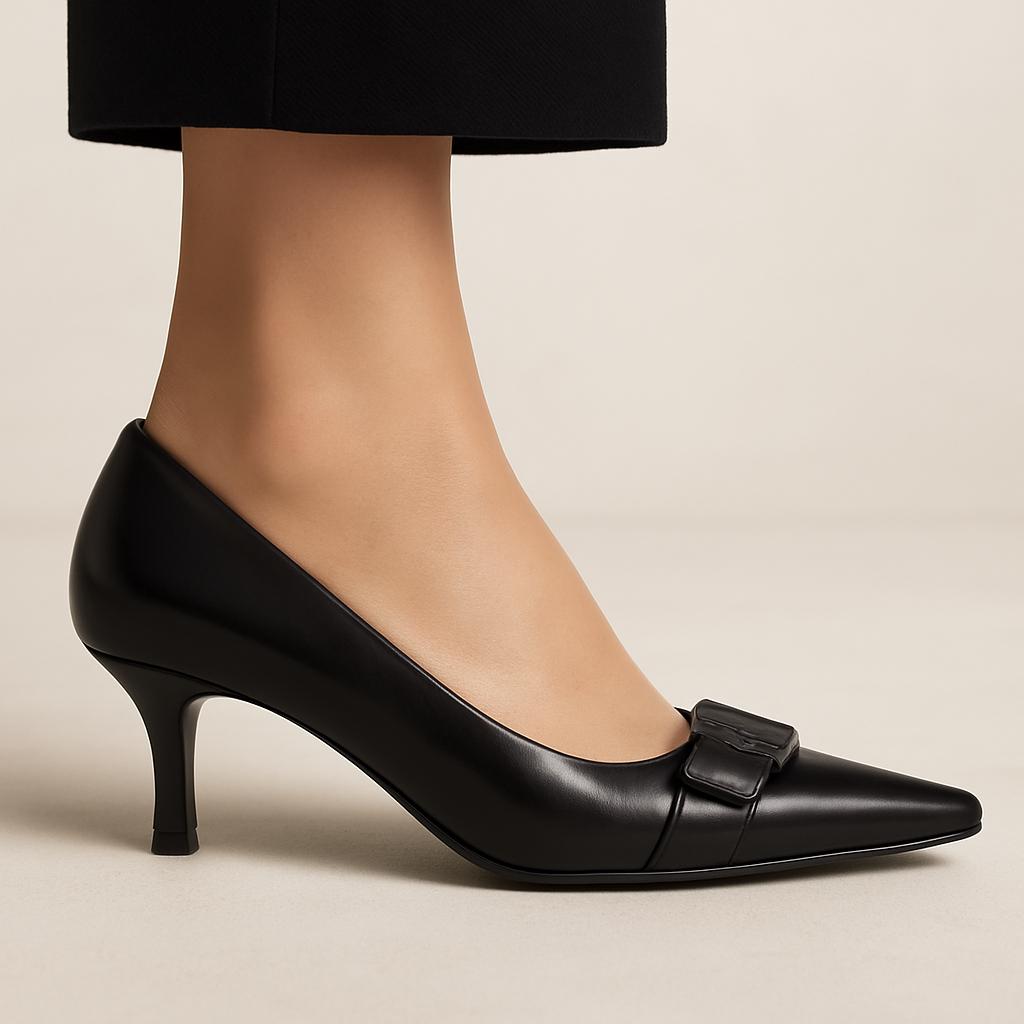 1990s Peter Kaiser Black Leather Heels - Vintage Designer Pumps EU 41.5 / US 10