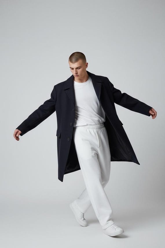 Grenfell Men's Wool Crombie Coat - Navy Blue, Vintage Style - Etsy
