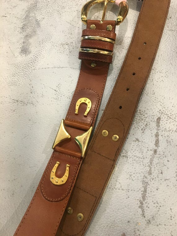 1980  brown and gold belt , belt with golden deta… - image 3