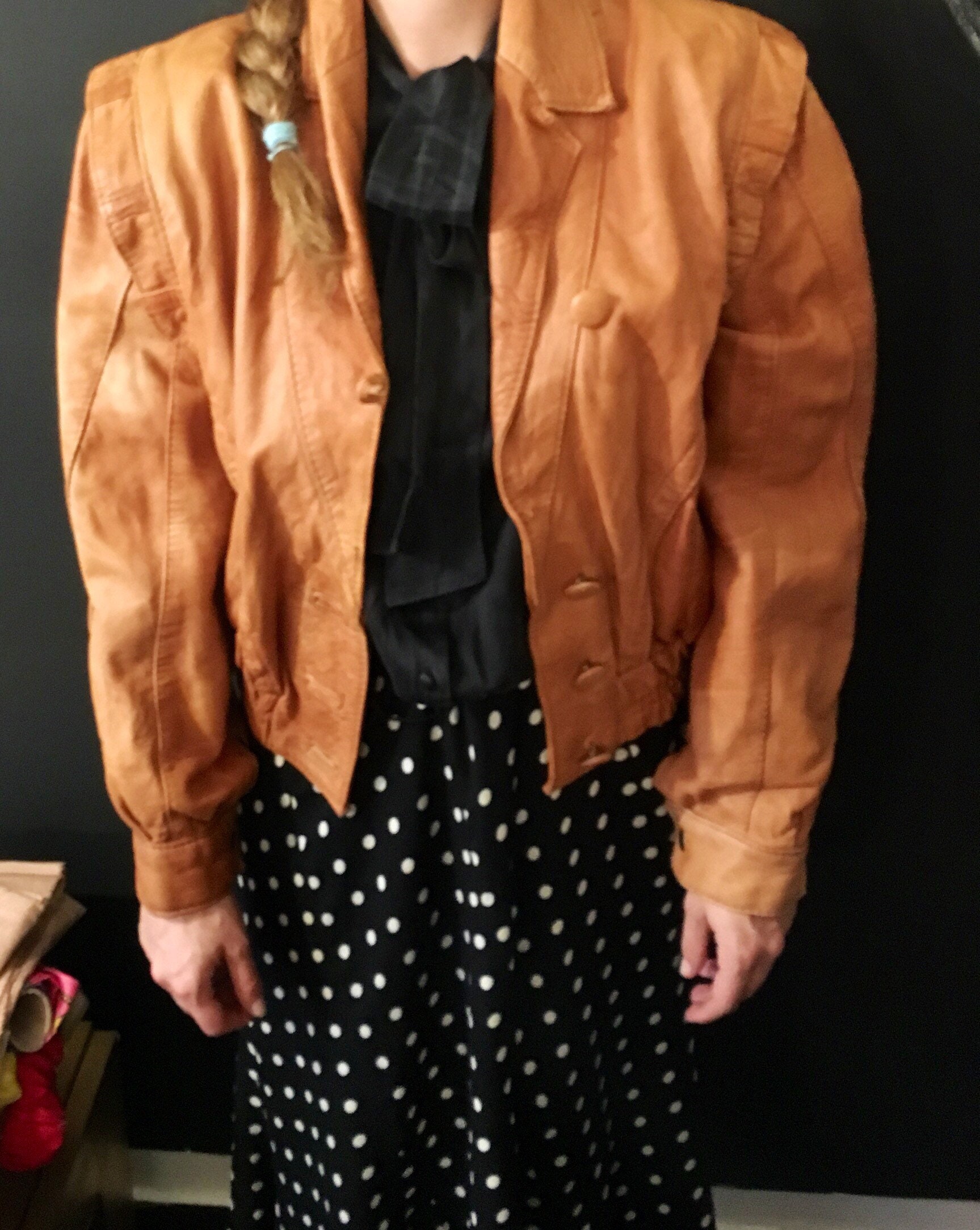 Vintage. 1980 Bomber Leather Jacket , Hipster , Cognac Brown Vintage. 1980 Bomber Leather Jacket , Hipster , Cognac Brown