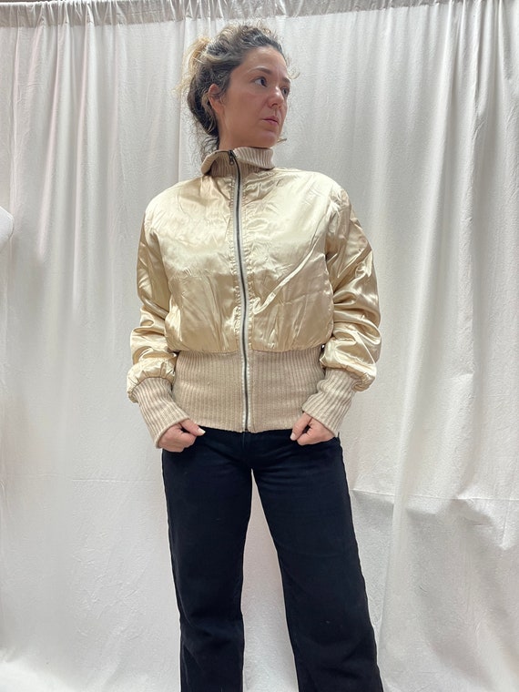 Y2K / 2000s Gold Glamorous Bomber Jacket, Gift for Her Y2K / 2000s Gold Glamorous Bomber Jacket, Gift for Her