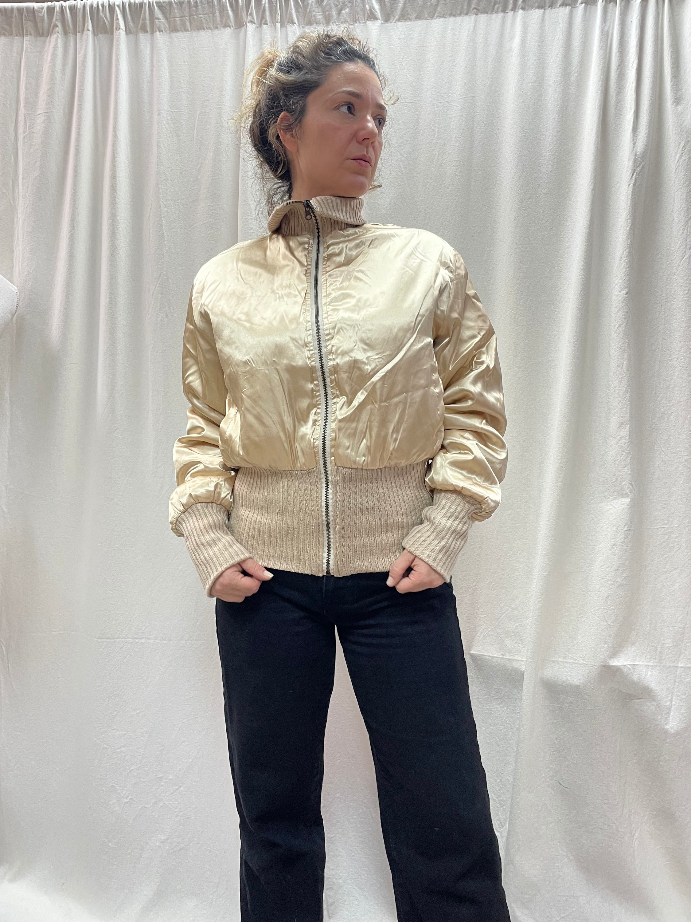 Y2K / 2000s Gold Glamorous Bomber Jacket, Gift for Her Y2K / 2000s Gold Glamorous Bomber Jacket, Gift for Her