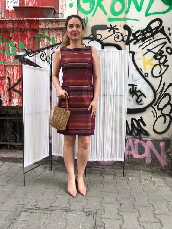 Vintage silk dress / 100 % silk dress / Raw silk d