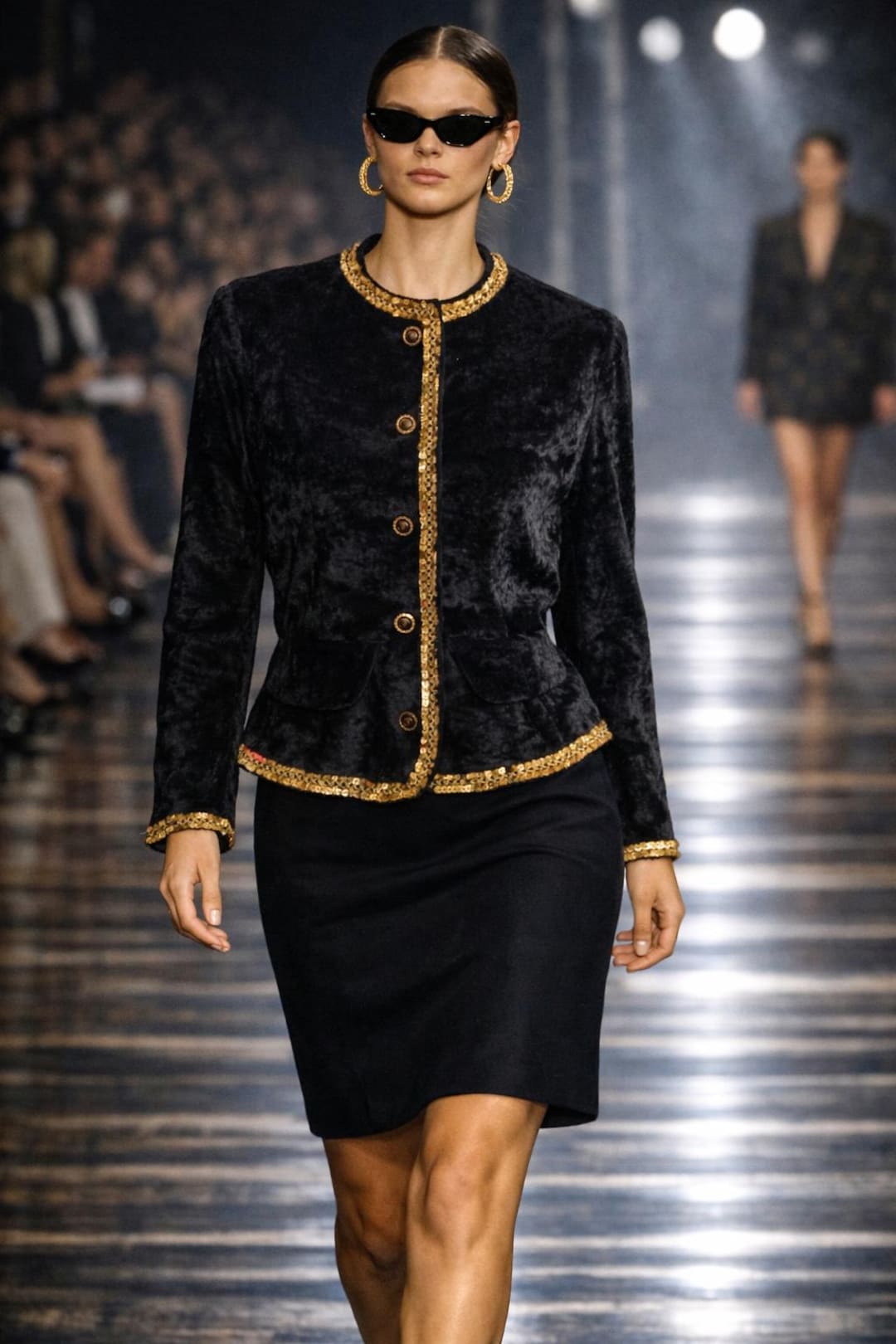Chanel Vintage Blazer – 1980 Velvet Gold Sequin Embellished