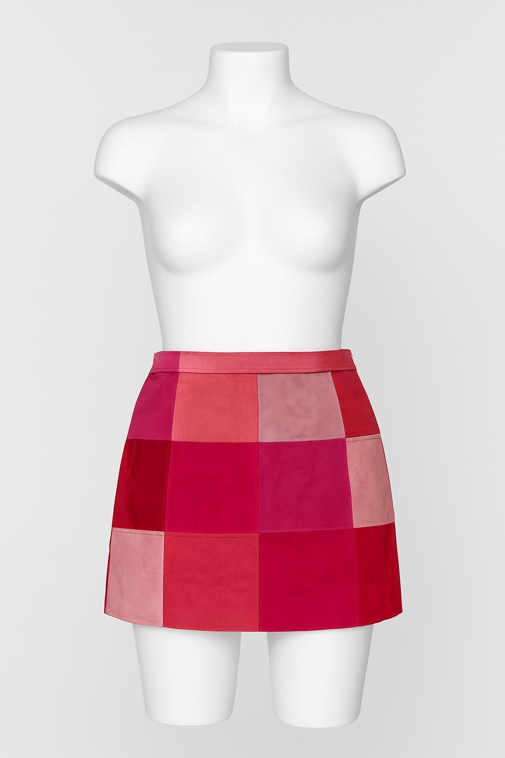 Vintage Express 2000s Suede Mini Patchwork Skirt Red Pink