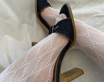 Y2K Gino Ventori denim mules 37 , 2000 heels ,Mules elegant 37 EU , Gift for her