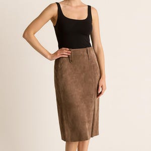 2000 / y2k Vero moda suede skirt , cappuccino skirt ,vintage low waist brown siede skirt ,genuine leather straight skirt ,XS size ,gift