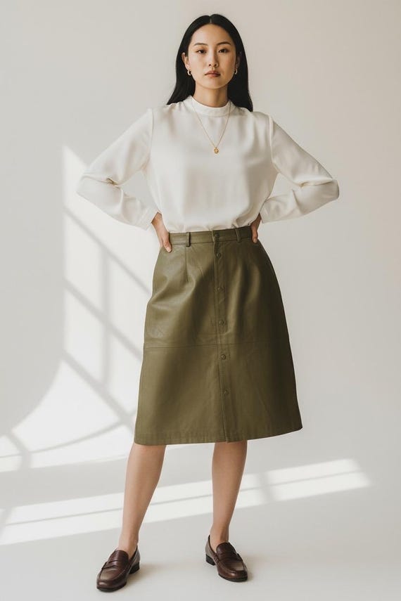Jupe En Cuir De Chèvre Taille 38 - Couleur Marron - Doublée - Occasion En Très Bon état