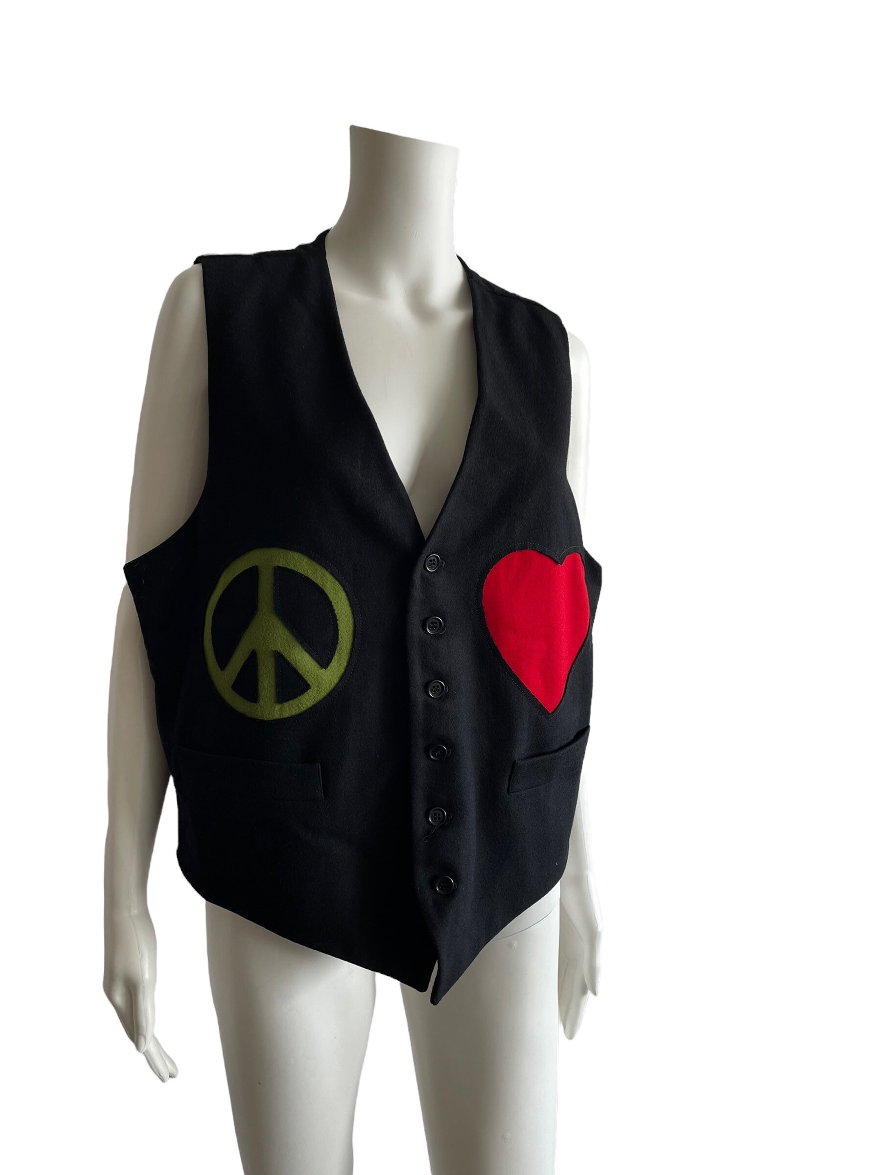 90s Moschino Cheap and Chic ベスト RARE 90s Moschino Cheap & Chic Vest Black Sleeveless Wool Peace