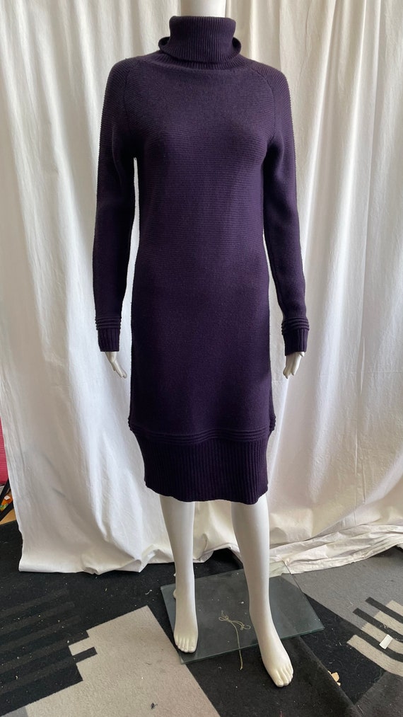 50% Wool Maxi Purple Turtle Neck Dress, Winter Li… - image 2